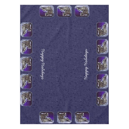 Grauwölfe im Winterschnee in der Nacht Tischdecke (Vorderseite)