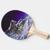 Grauwölfe im Winterschnee in der Nacht Tischtennis Schläger (Seitenansicht)