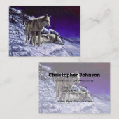 Grauwölfe im Winterschnee in der Nacht Visitenkarte (Vorne/Hinten)