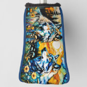 Grauwölfe und Wildblumen Golf Headcover (Rotieren 90)