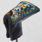 Grauwölfe und Wildblumen Golf Headcover (3/4 Vorderseite)