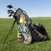 Grauwölfe und Wildblumen Golfhandtuch (Gras)