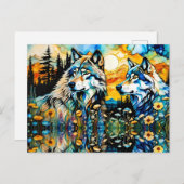 Grauwölfe und Wildblumen Postkarte (Vorne/Hinten)