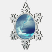 Grauwolken Schneeflocken Zinn-Ornament (Rechts)