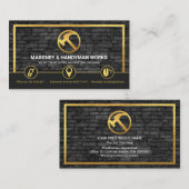 Grauziegelmauer Gold Rahmen Mauerbau Visitenkarte (Vorne/Hinten)