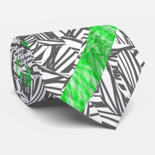 Gravata com traços preto e detalhe verde krawatte (Gerollt)