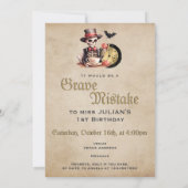 Grave Mistake Gothic Skeleton Halloween Baby Bday Einladung (Rückseite)
