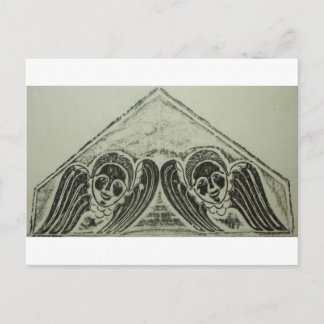 Grave Rubbing Winged Cherubs Design der 1700er Jah Postkarte