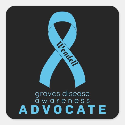 Graves Disease Advocate Black Square Sticker (Vorderseite)