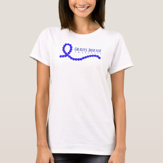 Graves Disease Awareness Blue Ribbon Beads T-Shirt (Vorderseite)