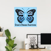 Graves Disease mit Butterfly Awareness Ribbon Poster (Heimbüro)