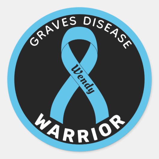 Graves Disease Warrior Ribbon Black Round Sticker (Vorderseite)