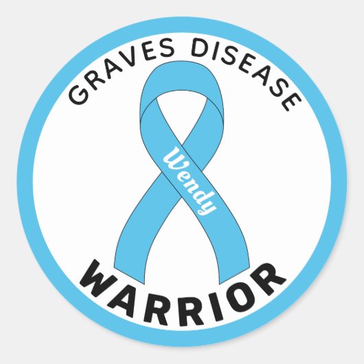 Graves Disease Warrior Ribbon White Round Sticker (Vorderseite)