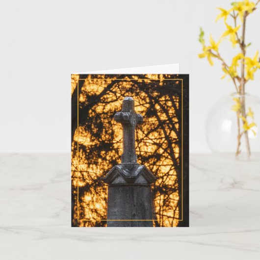 Gravestone Cross mit Sunset Karte (Gelbe Blume)