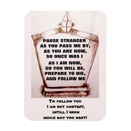 GRAVESTONE, PAUSE STRANGER POEM MAGNET (Vertikal)