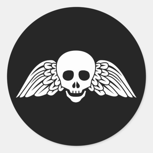Gravestone Winged Skull Halloween Sticker (Vorderseite)