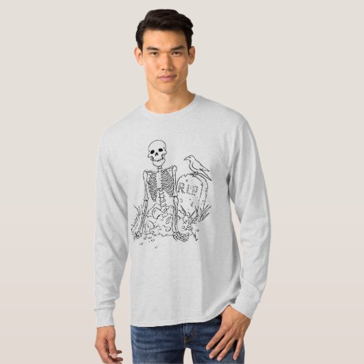 Graveyard Basic Long Sleeve Halloween T - Shirt (Vorne ganz)