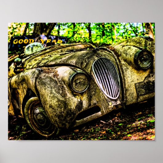 Graveyard Classic Car | Jaguar XK Poster (Vorne)