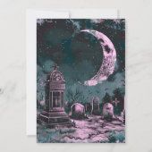 Graveyard Crosses Crescent Moon Halloween-Party Einladung (Rückseite)