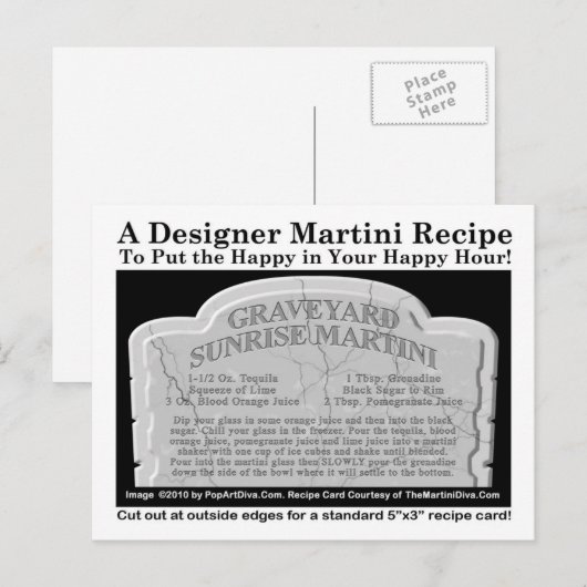 Graveyard Halloween Martini Rezept Postkarte (Vorne/Hinten)