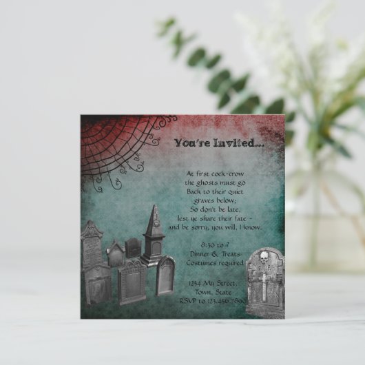 Graveyard-Halloween-Party Einladung (Stehend Vorderseite)
