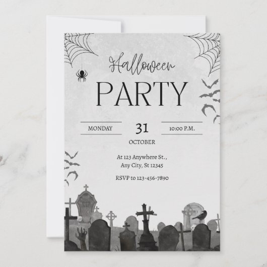 Graveyard-Halloween-Party Einladung (Vorderseite)