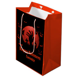 Graveyard Moon Halloween Black & Orange Mittlere Geschenktüte