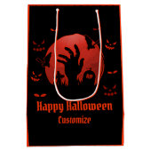 Graveyard Moon Halloween Black & Orange Mittlere Geschenktüte (Rückseite)