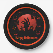 Graveyard Moon Halloween Pappteller (Vorderseite)