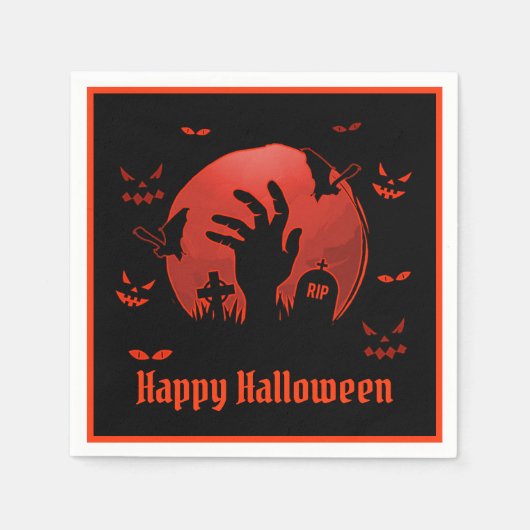 Graveyard Moon Halloween Serviette (Vorderseite)