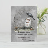 Graveyard Raven Custom Elegant Einladung (Stehend Vorderseite)