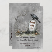 Graveyard Raven Custom Elegant Einladung (Vorne/Hinten)