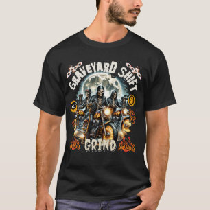 Graveyard Shift Grind Biker Skelette T-Shirt