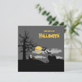 Graveyard & Tree Silhouette Halloween-Party Einladung (Stehend Vorderseite)