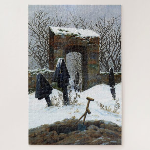 Graveyard Under Snow - Caspar David Friedrich Puzzle