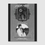 Graveyard Vows Black & Gray Gothic Save the Date Magnetkarte (Vorderseite)