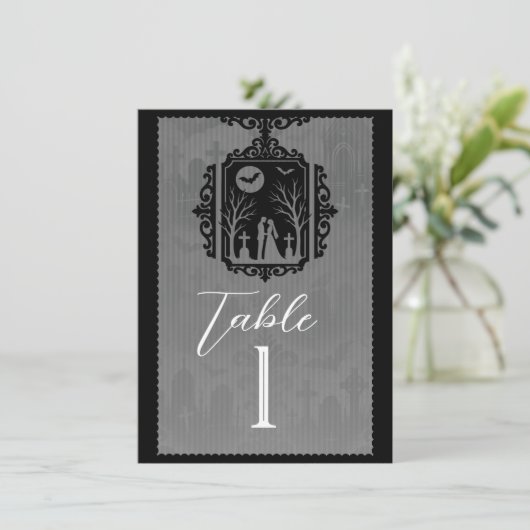 Graveyard Vows Black & Gray Gothic Tischnummer (Stehend Vorderseite)