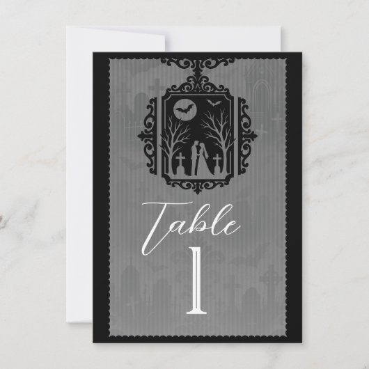 Graveyard Vows Black & Gray Gothic Tischnummer (Vorderseite)