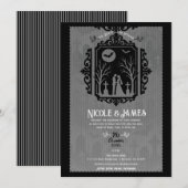Graveyard Vows Black & Gray Gothic Wedding Einladung (Vorne/Hinten)