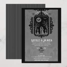 Graveyard Vows Black & Gray Gothic Wedding Einladung