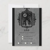 Graveyard Vows Black & Gray Gothic Wedding RSVP Einladung (Vorderseite)
