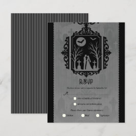 Graveyard Vows Black & Gray Gothic Wedding RSVP Einladung