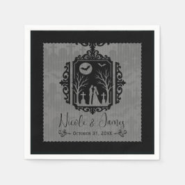 Graveyard Vows Black & Gray Gothic Wedding Serviette
