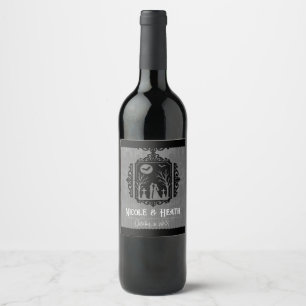 Graveyard Vows Black & Gray Gothic Wedding Weinetikett