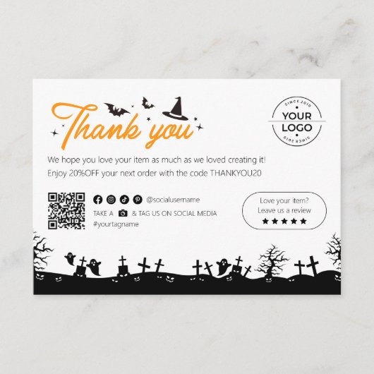 Graveyard Witchy & Wonderful Halloween Vielen Dank Dankeskarte (Vorderseite)