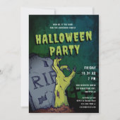 Graveyard Zombie Hand Beängstigendes Halloween-Par Einladung (Vorderseite)