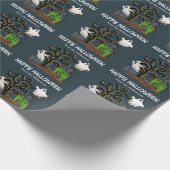 Graveyard Zombie und Geister Niedliches Halloween- Geschenkpapier (Ecke)