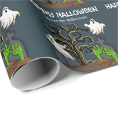Graveyard Zombie und Geister Niedliches Halloween- Geschenkpapier (Rolleneckpunkt)