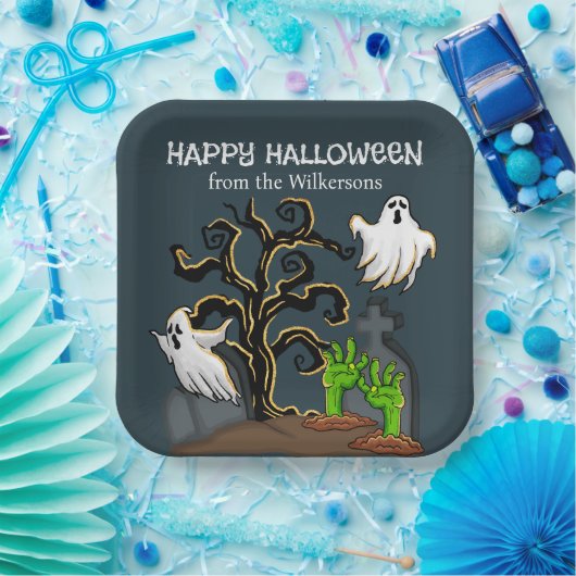 Graveyard Zombie und Geister Niedliches Halloween- Pappteller (Party)
