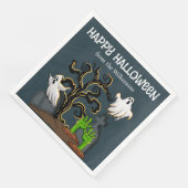 Graveyard Zombie und Geister Niedliches Halloween- Serviette (Ecke)